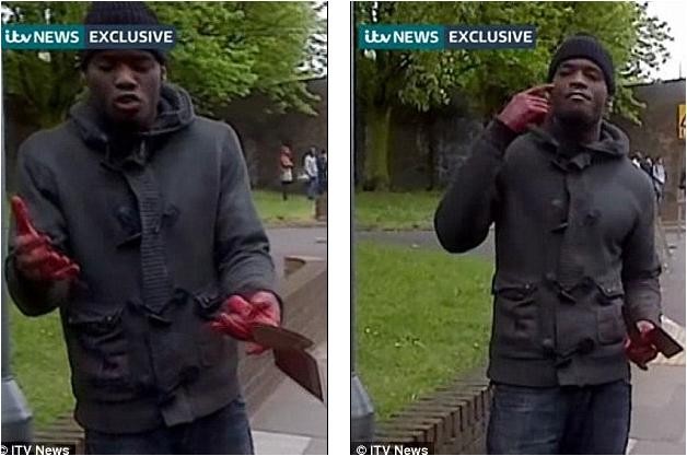 Người đàn ông da màu, có chất giọng miền Nam nước Anh được cho là hung thủ gây ra vụ giết người kinh hoàng. Trên tay hắn cầm hai con dao dính máu, ánh mắt và ngôn từ hằn học. (Hung thủ thứ nhất)
